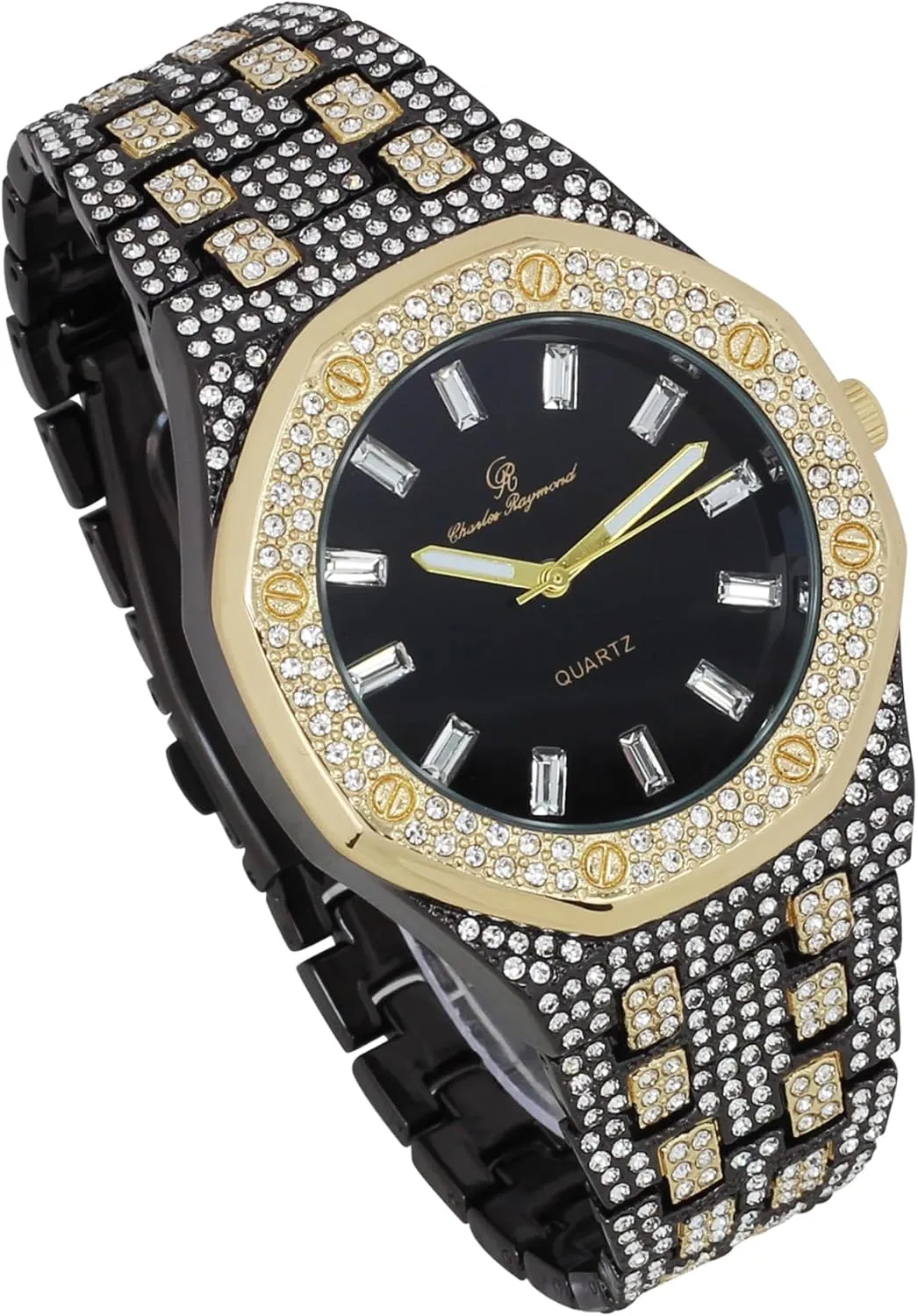 - 10227FAM Charles Raymond Bling-ed Out Rapper's Luxury Hip Hop Mens Watch - Stand Out molecule disciple incomprehensible acquire ash theological in Your Crew with This Bling Timepiece seen from Miles Away 