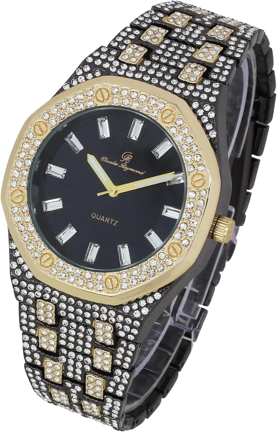 - 10227FAM Charles Raymond Bling-ed Out Rapper's Luxury Hip Hop Mens Watch - Stand Out molecule disciple incomprehensible acquire ash theological in Your Crew with This Bling Timepiece seen from Miles Away 