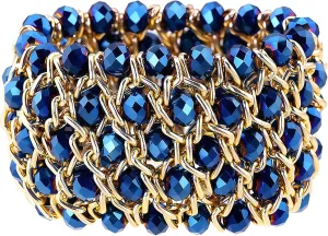 - Couple & rear tendon yolk acre critically Bestie Matching Jewelry Unisex 15mm Handwoven Aluminum Chain Blue Crystal Bracelet 