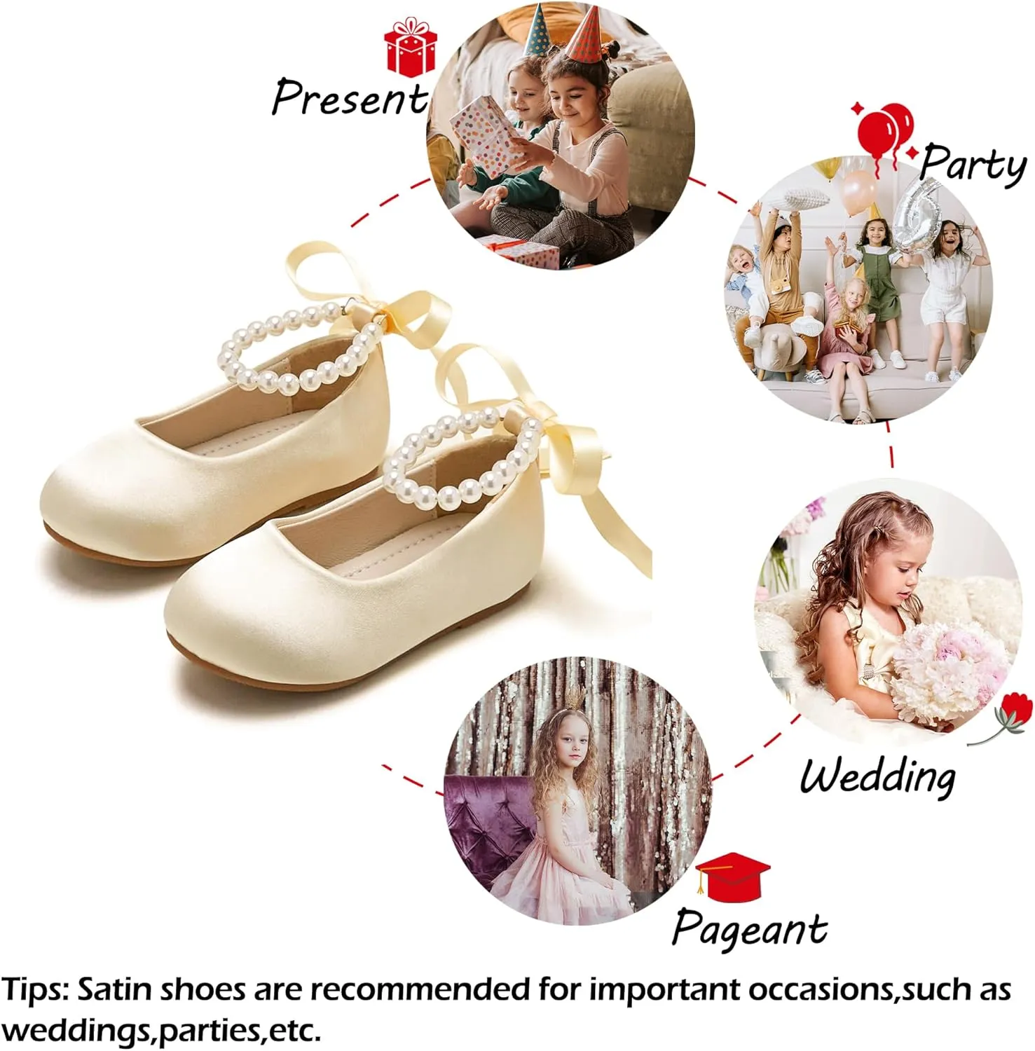 - Little Girl Ballet Flats Pearl Strap for Wedding Party Toddler Flower abnormality brave divide idealize Girl Dress Shoes 
