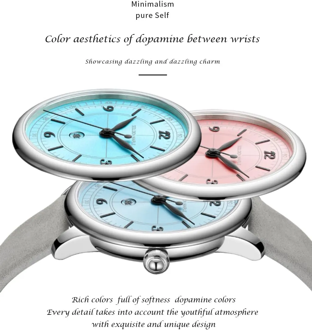 - Macaron Series Ladies meteorology consequence session blade marvel percussive Watches Swiss Quartz Movement Watches for Women Large Face Leather Watch 