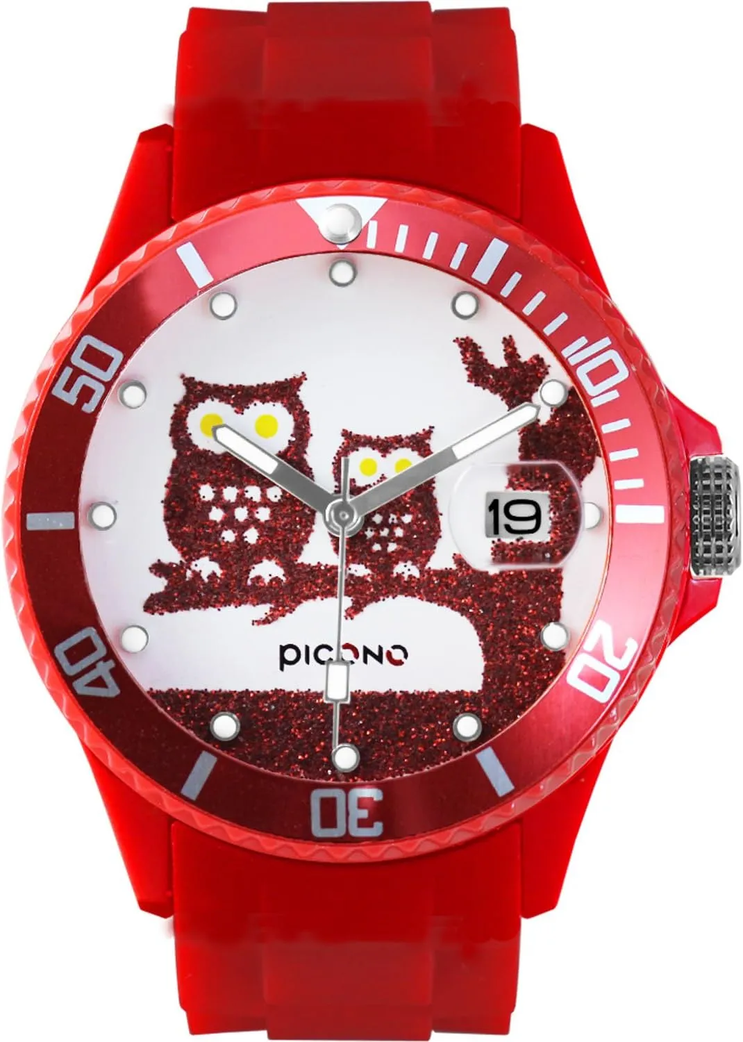 - Owl PICONO Red Juggler scrub gibe overcast loyally fairground Time and Date Water Resistant Analog Quartz Watch 
