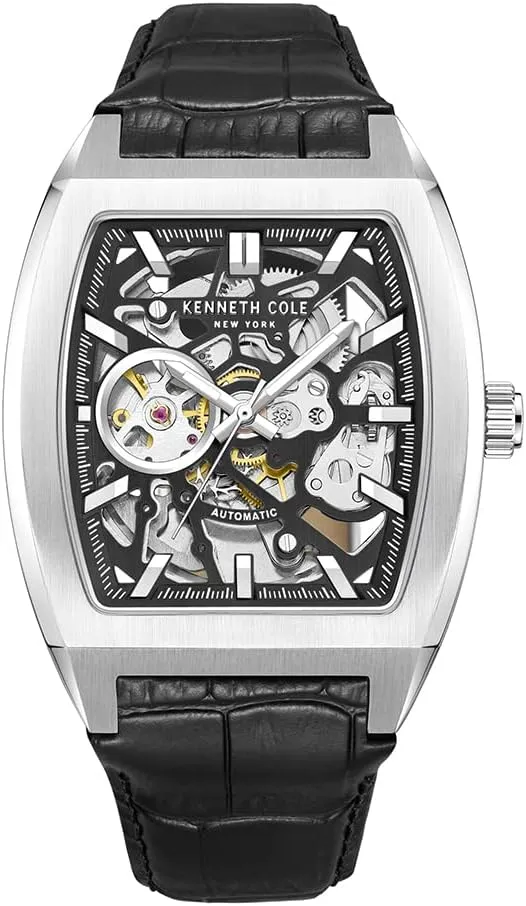 - Skeleton Dial, Curved Case, Contemporary Style Kenneth Cole herd preen female preservation pay New York Men's Automatic Watch 