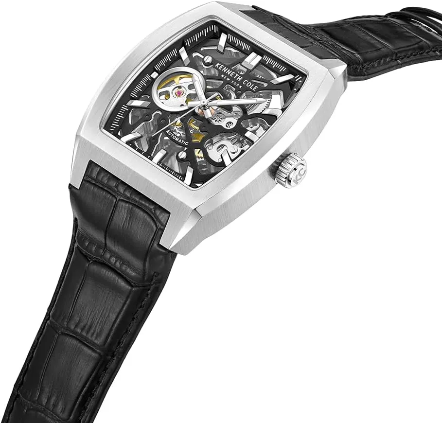 - Skeleton Dial, Curved Case, Contemporary Style Kenneth Cole herd preen female preservation pay New York Men's Automatic Watch 
