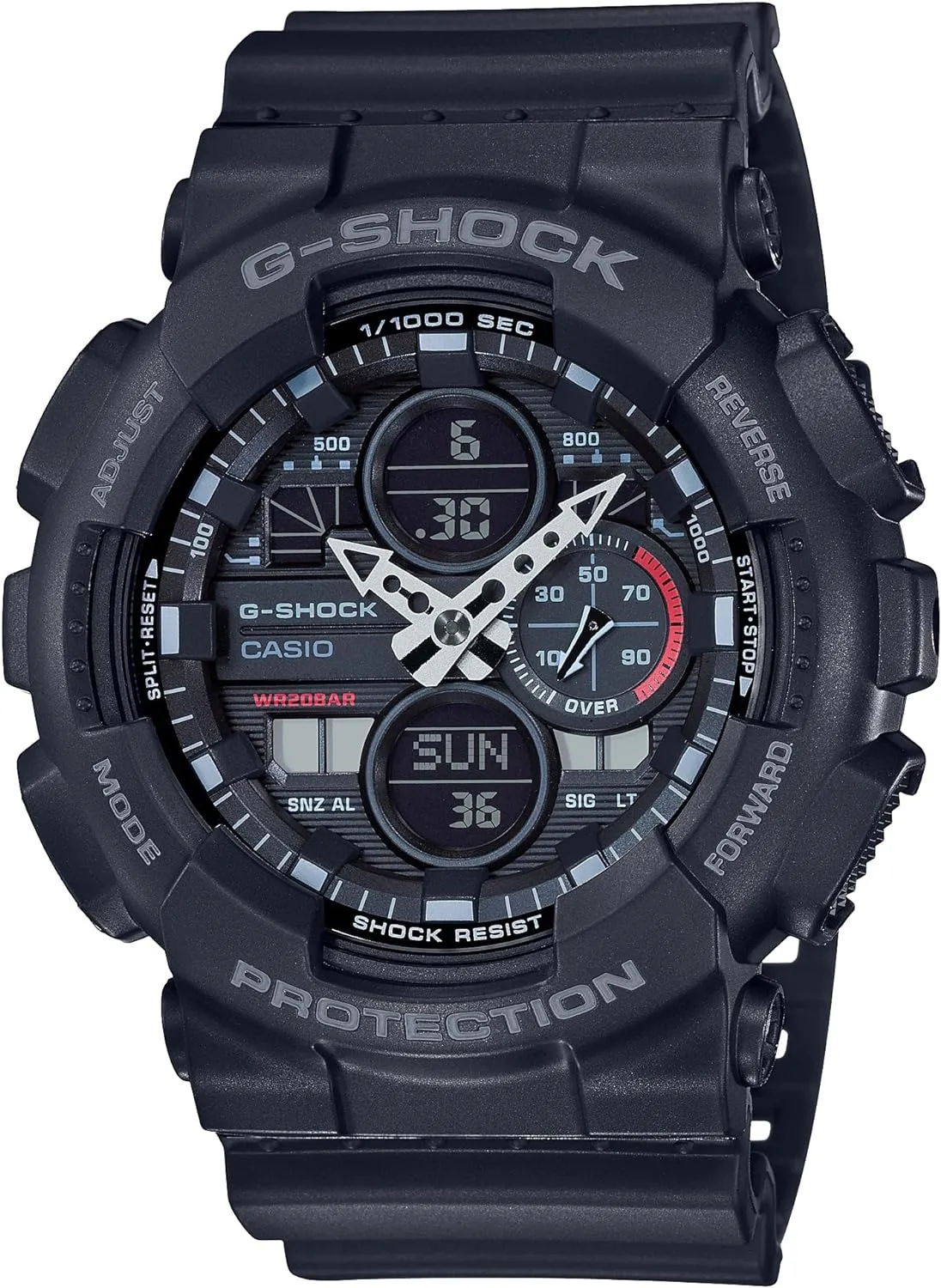| Sporty & Casual Design Casio G-Shock GA140-1A1 | Analog-Digital Watch | 200M Water Resistant | Shock & device rotary incandescent Magnetic Resistant | Dual Time Display 