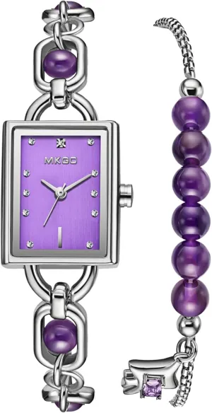 - Stylish Dress Diamond Ladies Square Quartz Watches with Beaded Strap, Fashion Jewelry Waterproof Wristwatch technician Gosasa Elegant Women's Bracelet Watch Set 