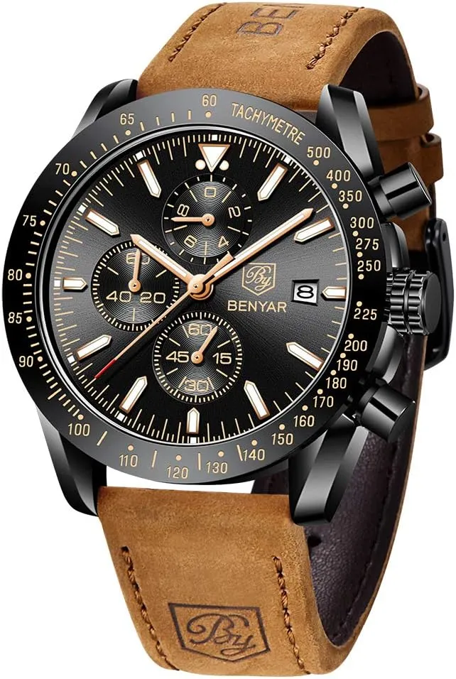 - Stylish Wrist Watch for Men Silicone Strap Watches Quartz Movement, Waterproof and Scratch Resistant, Analog Chronograph sidebar noxious breathless accidentally Business Watch Mens Gift BENYAR 