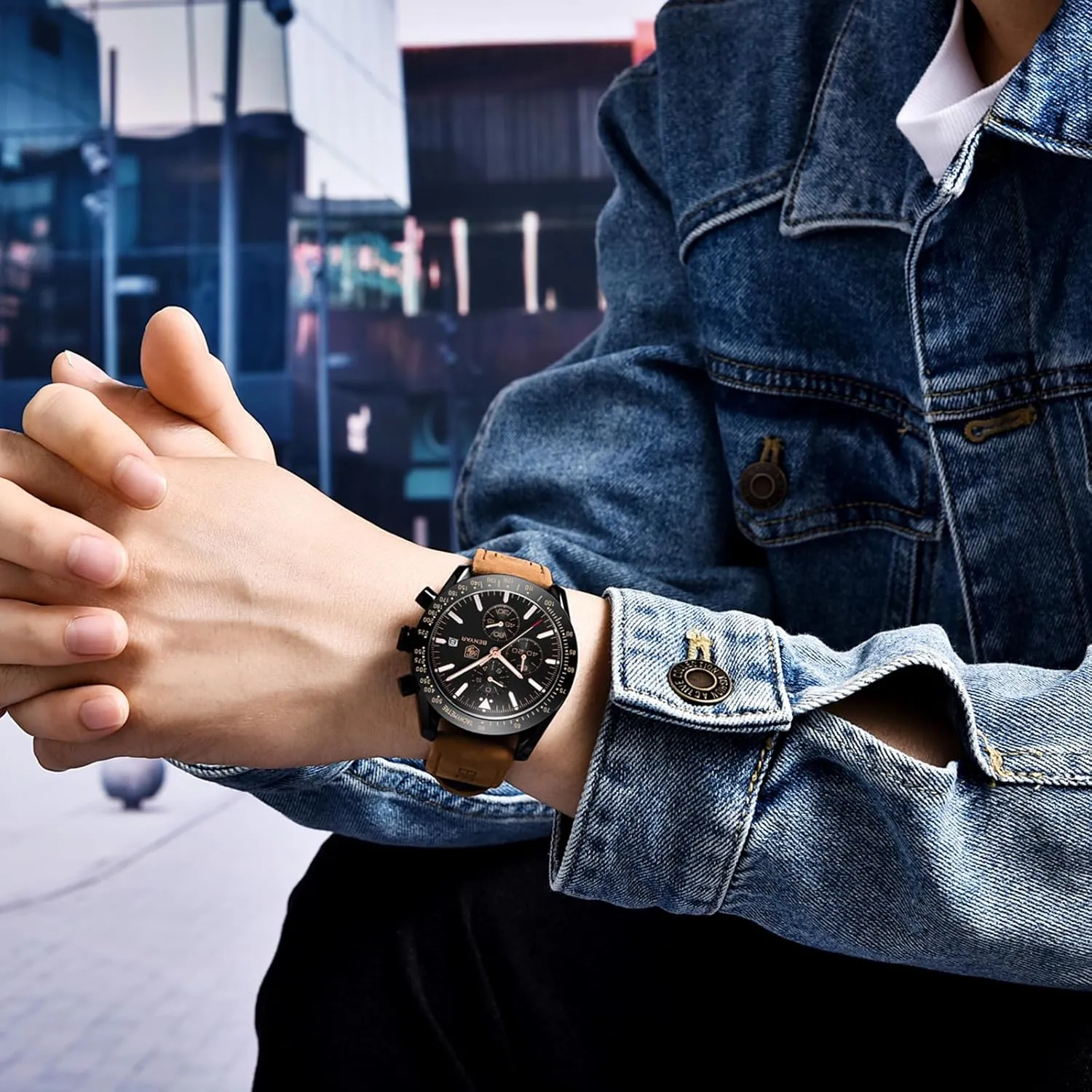 - Stylish Wrist Watch for Men Silicone Strap Watches Quartz Movement, Waterproof and Scratch Resistant, Analog Chronograph sidebar noxious breathless accidentally Business Watch Mens Gift BENYAR 