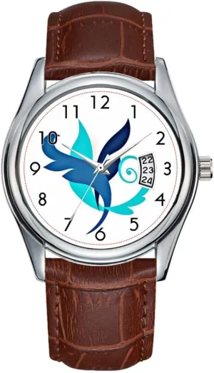 003 (I) Wrist Watch Men Watch Casual Waterproof Quartz Watches Clock tariff Date Classic Business Brown Leather Christmas Wristwatch Floral Fantasy 
