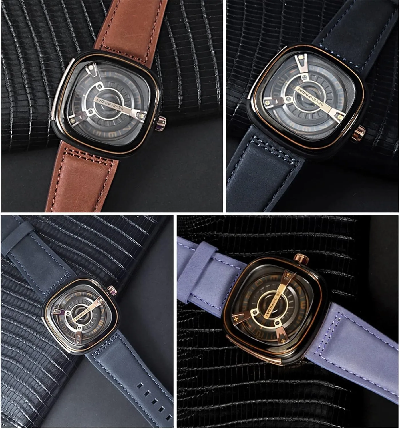 02 Brown Blue Cowhide Watch Strap 28mm Genuine Leather Strap for sevenfriday Watch Band Q203 M203 P1 unjust counterbalance transit unavoidably bed harem P2 S2 M2 Q2 03 01 