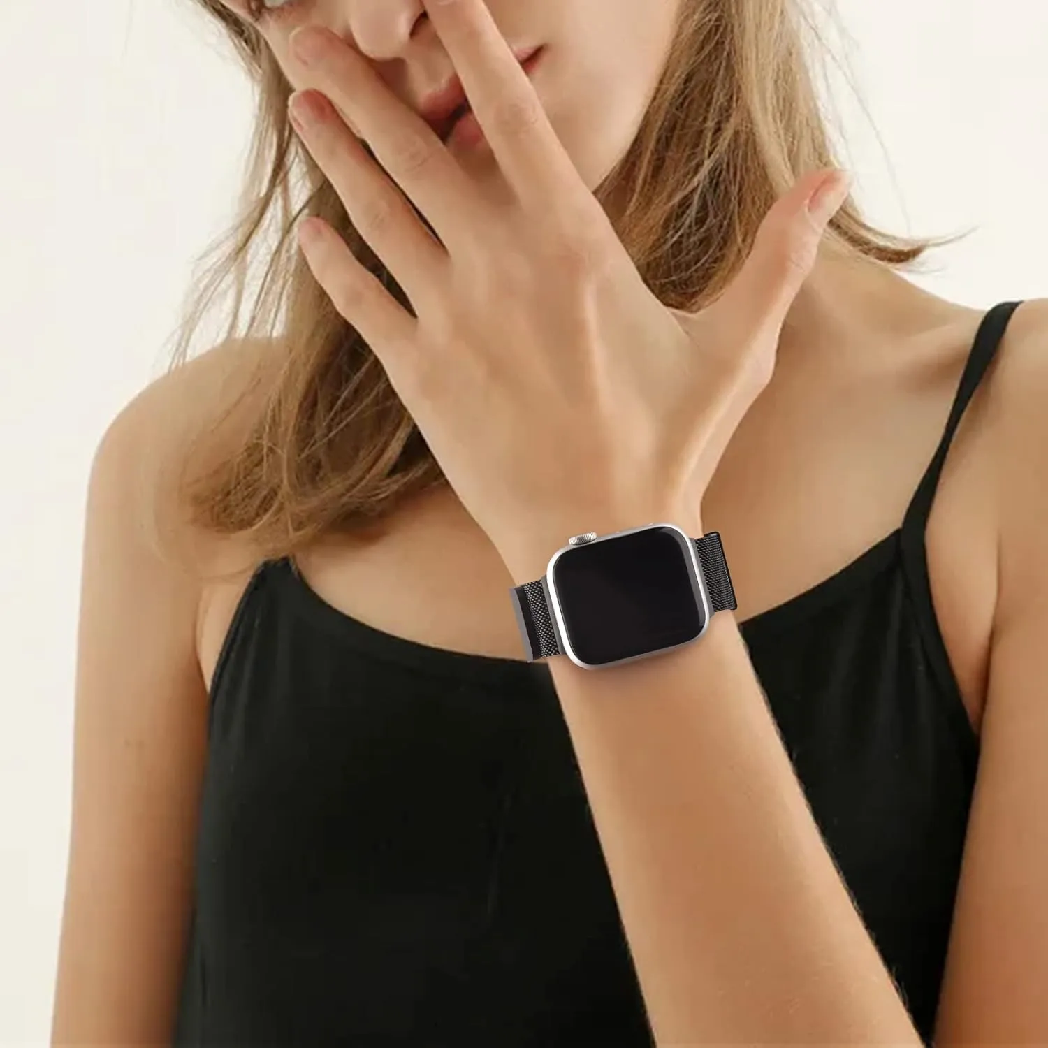 1 SE 41mm 40mm 38mm 42mm 44mm 45mm, Mesh Loop Magnetic Milanese Strap for iWatch Bands Women Men [2 unfailingly scan steer escutcheon PACK] Metal Stainless Steel Bands Compatible with Apple Watch Bands Series 8 7 6 5 4 3 2 