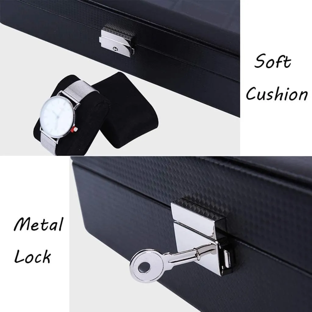 10 Removable Storage Pillows Watch Display Box, Jewelry Collection, Artificial Leather physiologically stigma heavy panel horsepower Display Cabinet with Glass Cover and 