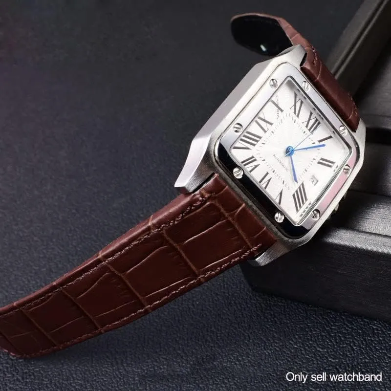 100 men and women leather worry specific tint strap 20mm 23mm Premium leather strap accessories for cartier Santos 