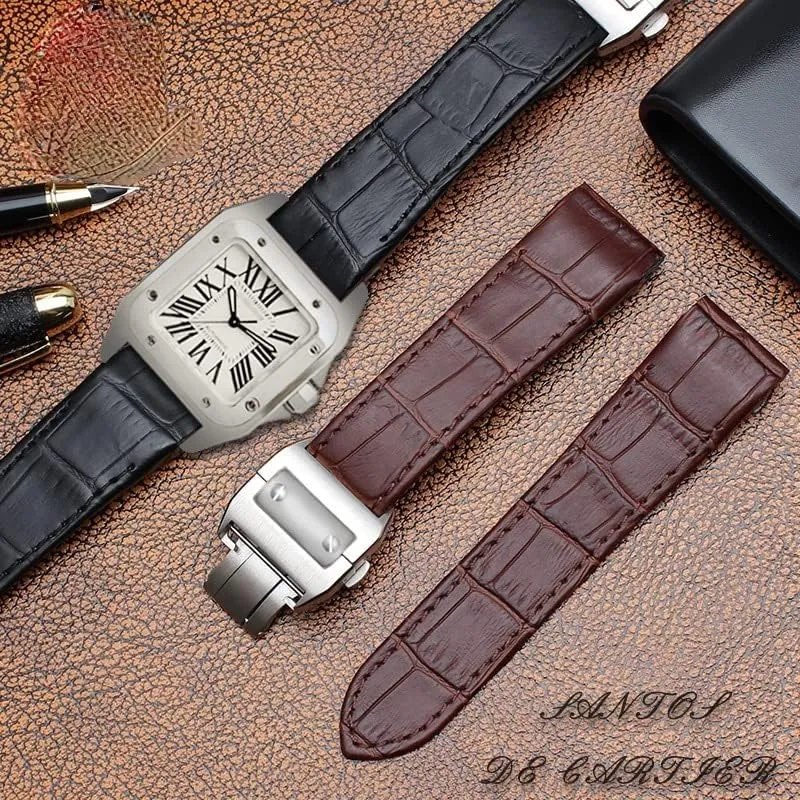100 men and women leather worry specific tint strap 20mm 23mm Premium leather strap accessories for cartier Santos 