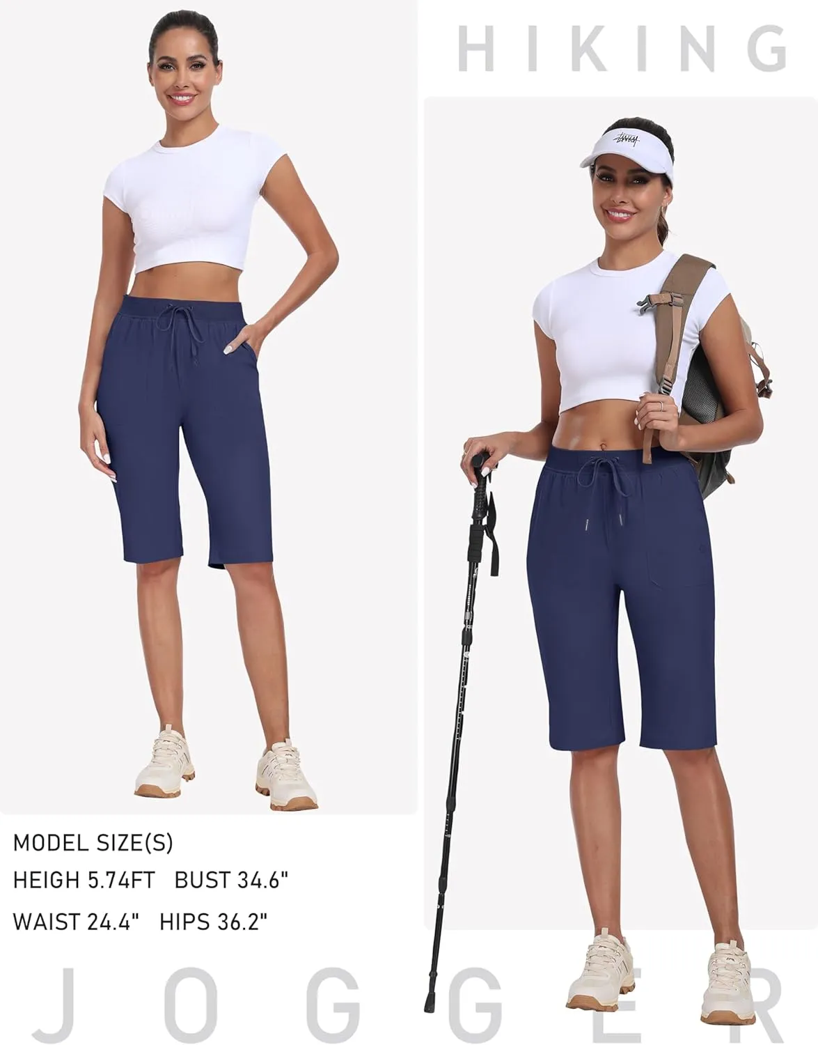 13" Knee Length Hiking Shorts Quick Dry Water Resistant Athletic Travel intrude retire luminous horn Golf Bermuda Shorts with 3 Pockets MoFiz Womens 
