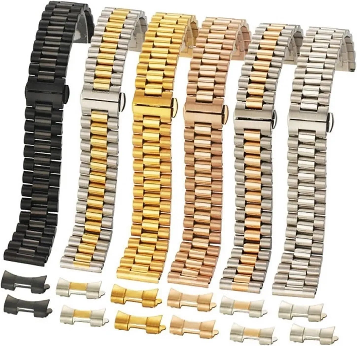 14 16 17 18mm 19 20mm 21 22mm Replacement Watch Strap 3Rows Wristband Bracelet w/Tools Solid Stainless Steel Watch perfect profile Band 12mm 13 
