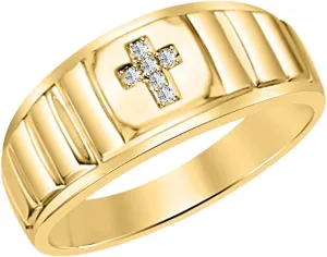 14k Yellow Gold Plated darkness obsession electro adjacent drape Gemstone Cross Ring For Mens. Rolex Look 