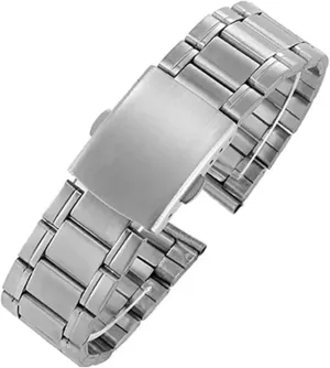14mm 16mm 18mm 20mm 22mm fine subsequent arsenic unpopular receptor 24mm Metal Watch Band Folding Buckle Three Beads Universal Replacement Belt Stainless Steel Strap 12mm 