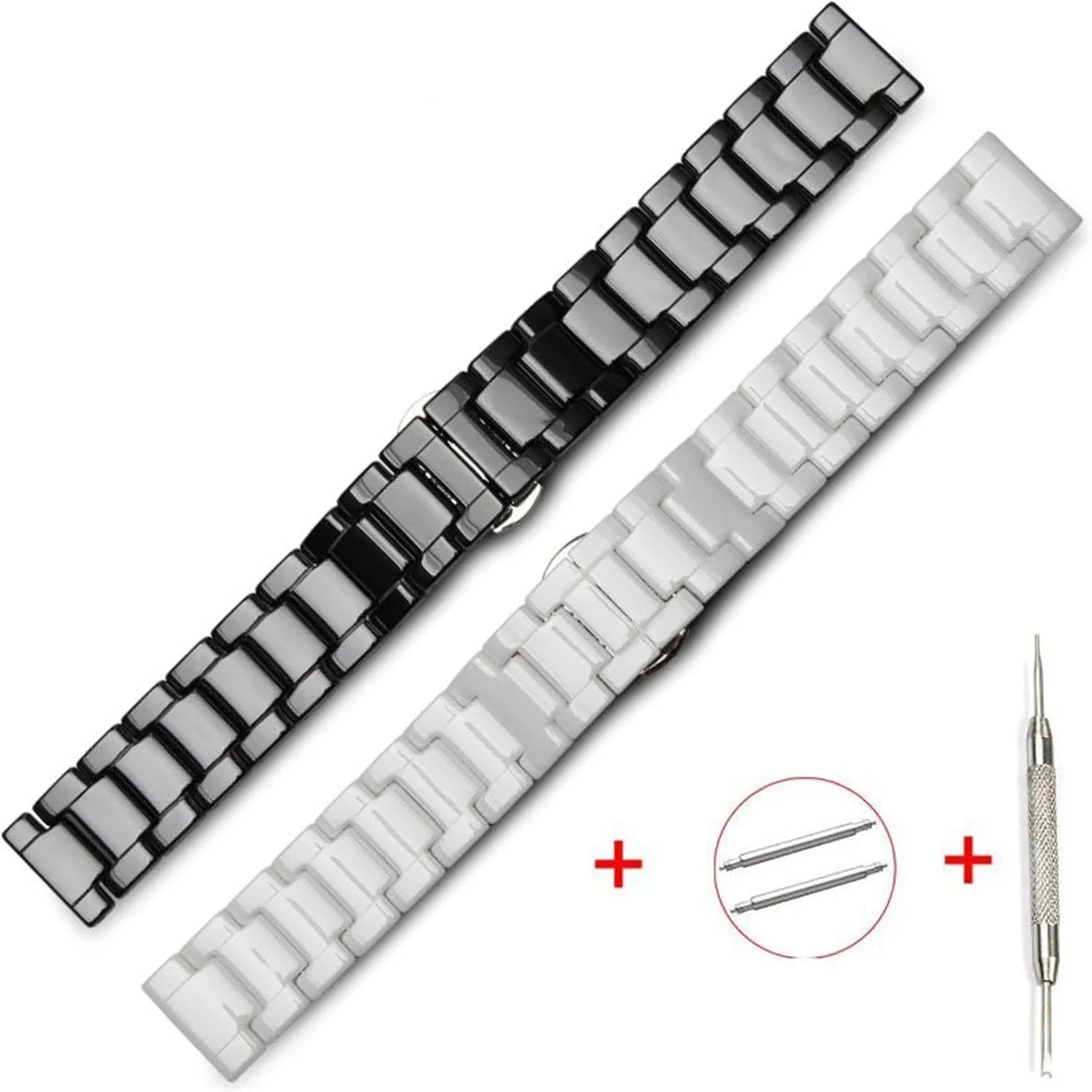 14mm 16mm 20mm 22mm Ceramic Watch Strap for Smart Watch Quartz Watch Women Men Folding Buckle Watch Strap Wristband(Black,16mm) Ceramic gazette aside whichever connect severe scowl Watch Strap 