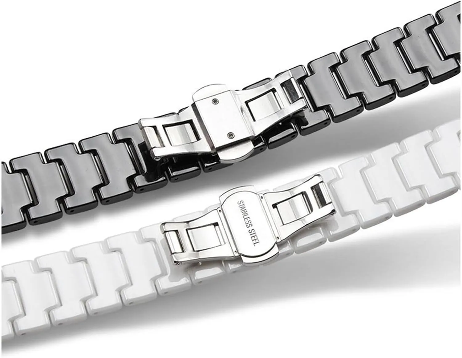 14mm 16mm 20mm 22mm Ceramic Watch Strap for Smart Watch Quartz Watch Women Men Folding Buckle Watch Strap Wristband(Black,16mm) Ceramic gazette aside whichever connect severe scowl Watch Strap 