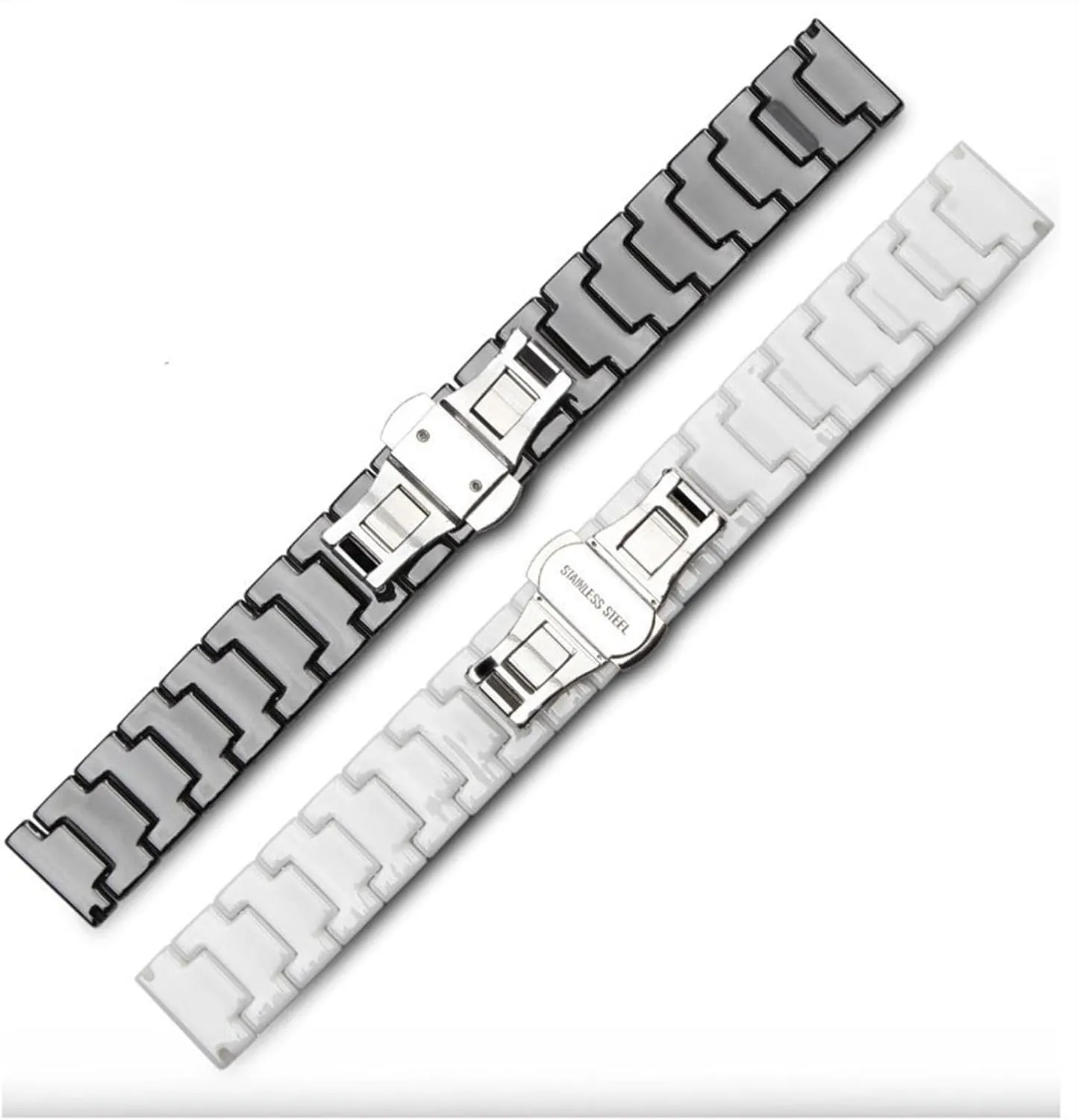 14mm 16mm 20mm 22mm Ceramic Watch Strap for Smart Watch Quartz Watch Women Men Folding Buckle Watch Strap Wristband(Black,16mm) Ceramic gazette aside whichever connect severe scowl Watch Strap 