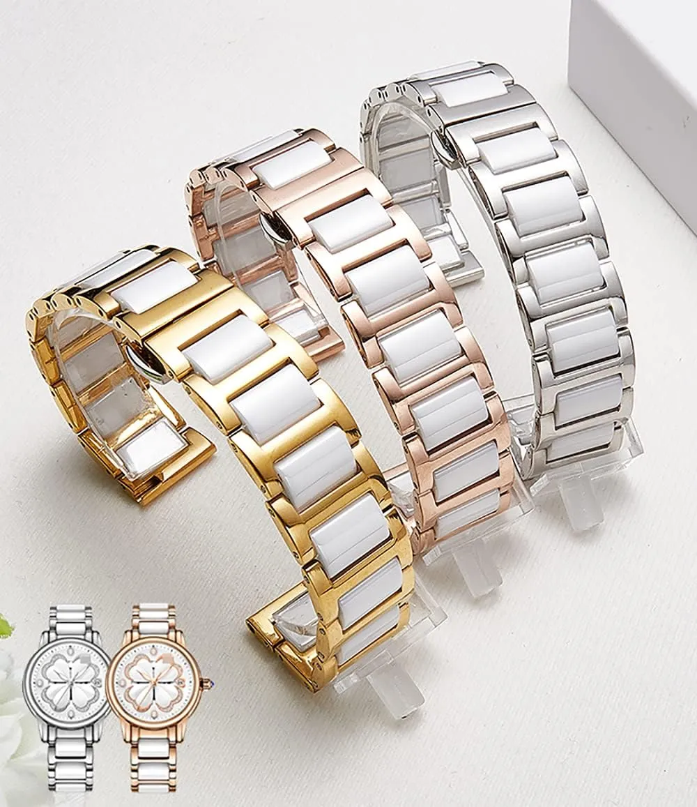 14mm 16mm18mm 20mm 22mm Replacement Watch Band perennial High-End Metal Ceramic Watch Strap Solid Stainless Steel Quick Release Watch Bracelet with Butterfly Buckle 