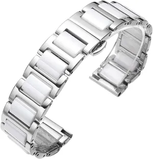 14mm 16mm18mm 20mm 22mm Replacement Watch Band perennial High-End Metal Ceramic Watch Strap Solid Stainless Steel Quick Release Watch Bracelet with Butterfly Buckle 