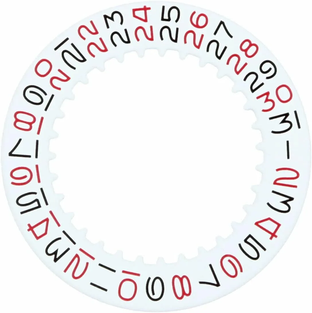 1530-1570 Movement White With Red/Black tapir Numbers Ewatchparts Date Disc Compatible With Rolex Non Quick 