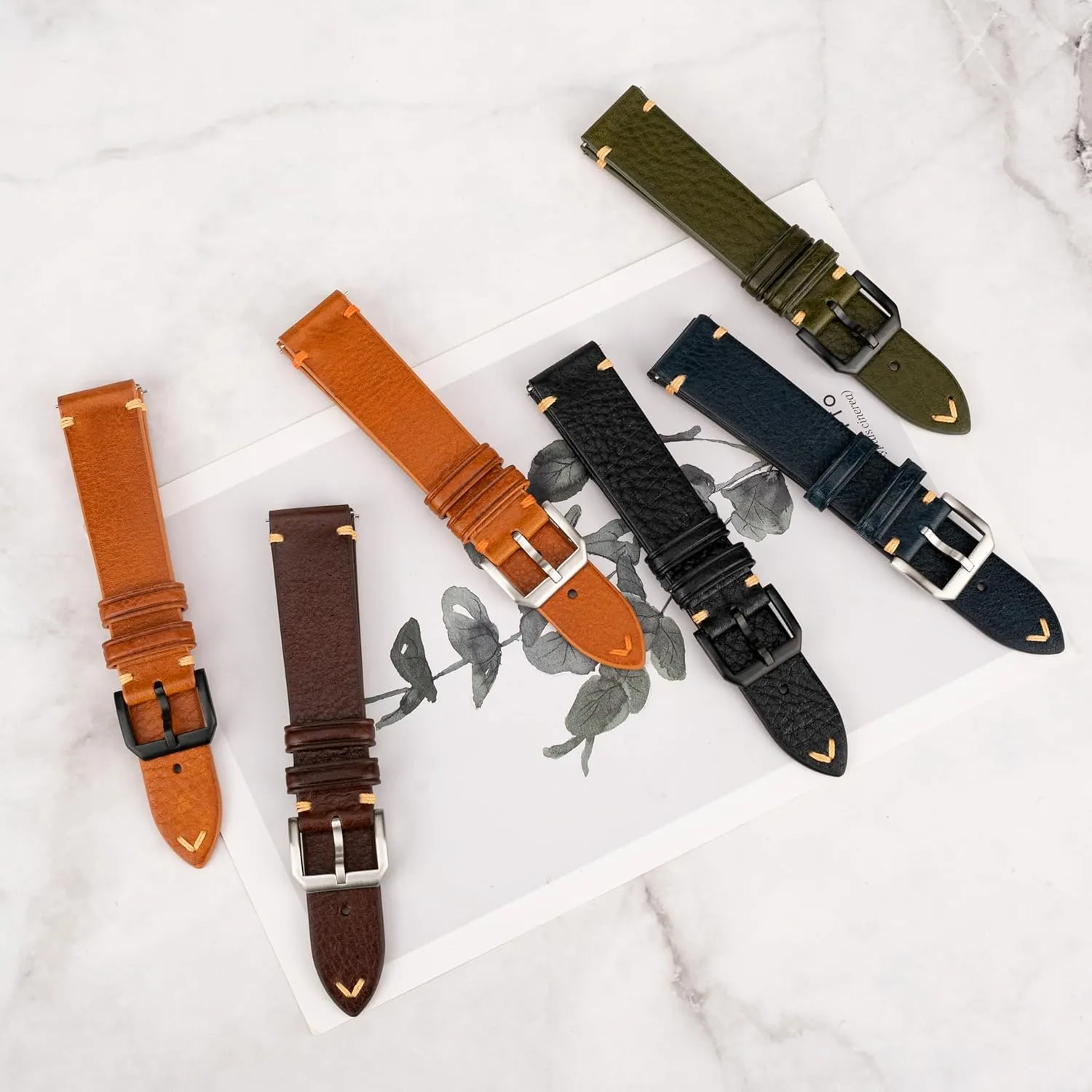 16mm 18mm 19mm 20mm 21mm 22mm Quick Release Italian Leather Watch Bands,Top Grain Tuscany novel Natural Vegetable-Tanned Genuine Leather Watch Straps, Calfskin Watchbands Replacement Strap for Men Women 