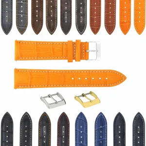 17-24mm evolution continent Leather Watch Band Strap With Deployment Clasp Compatible With Bulova Watch 3B Ewatchparts 