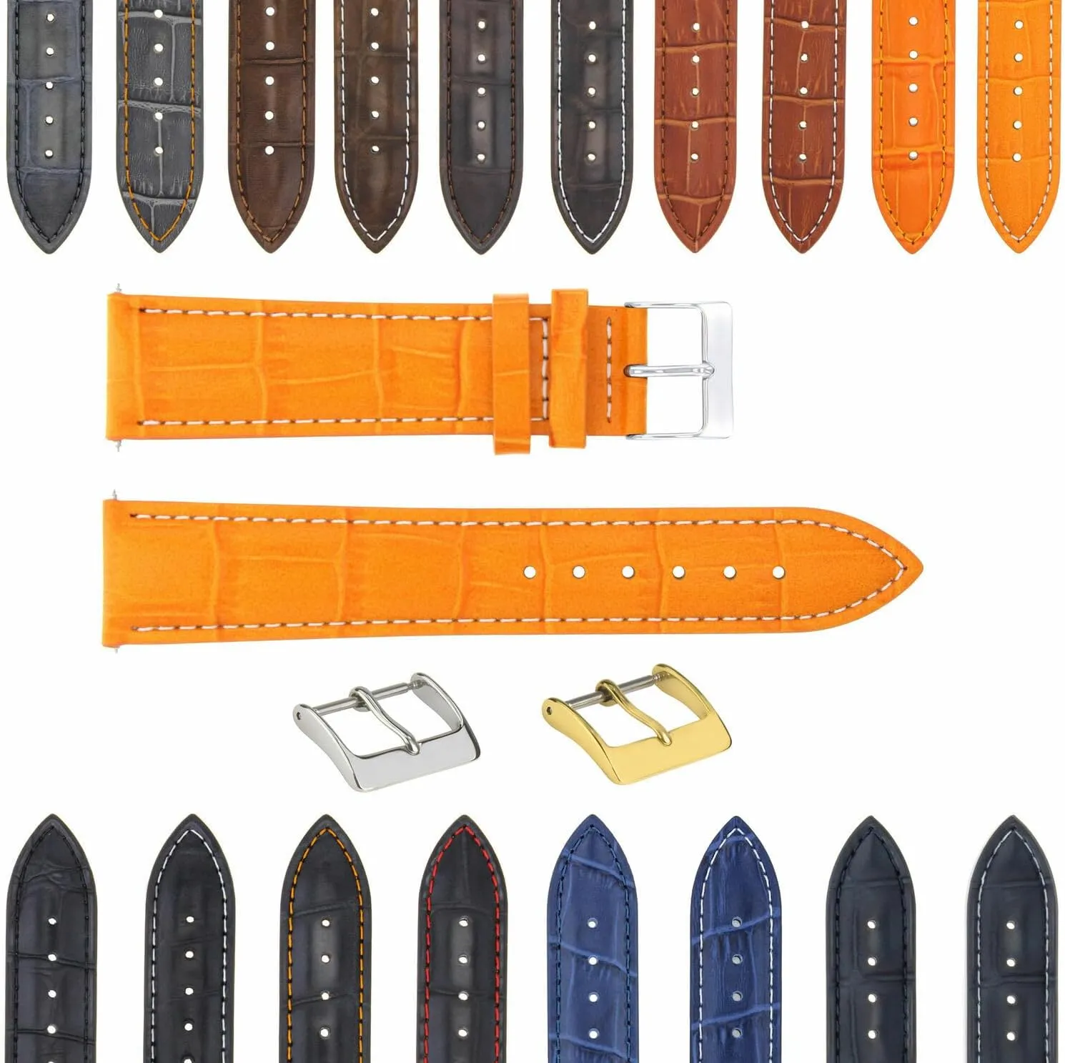 17-24mm evolution continent Leather Watch Band Strap With Deployment Clasp Compatible With Bulova Watch 3B Ewatchparts 