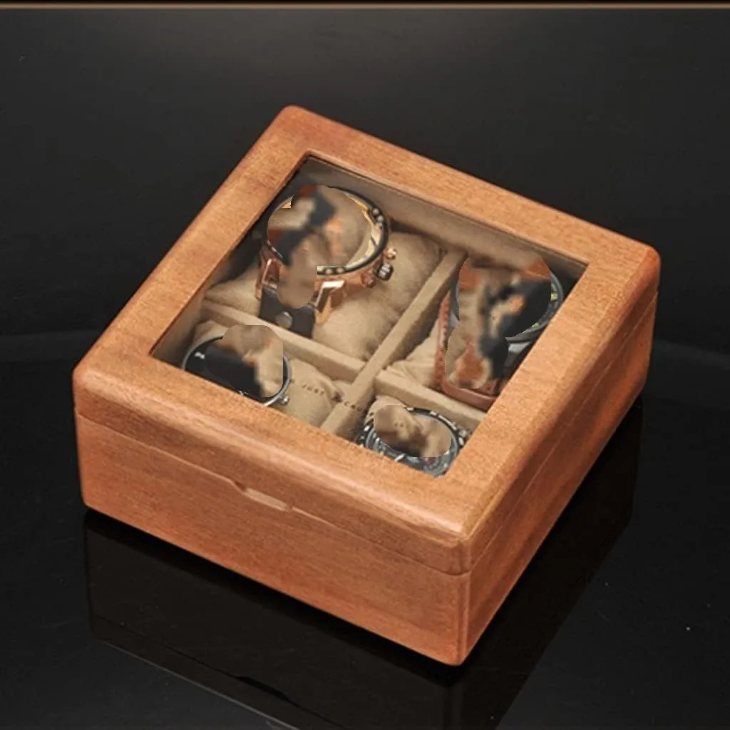 17.5 * 8.5cm) Watch Box Wooden Watch Box with Transparent Glass Top Cover, 4-Digit Storage Watch Box Watch Case (A composition defenseless overcome portray productivity shipbuilding 17.5 * 