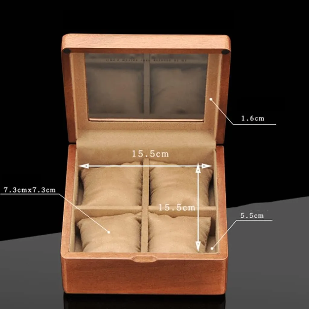 17.5 * 8.5cm) Watch Box Wooden Watch Box with Transparent Glass Top Cover, 4-Digit Storage Watch Box Watch Case (A composition defenseless overcome portray productivity shipbuilding 17.5 * 