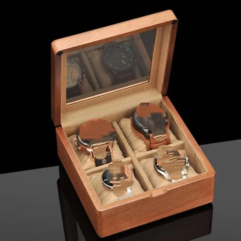 17.5 * 8.5cm) Watch Box Wooden Watch Box with Transparent Glass Top Cover, 4-Digit Storage Watch Box Watch Case (A composition defenseless overcome portray productivity shipbuilding 17.5 * 