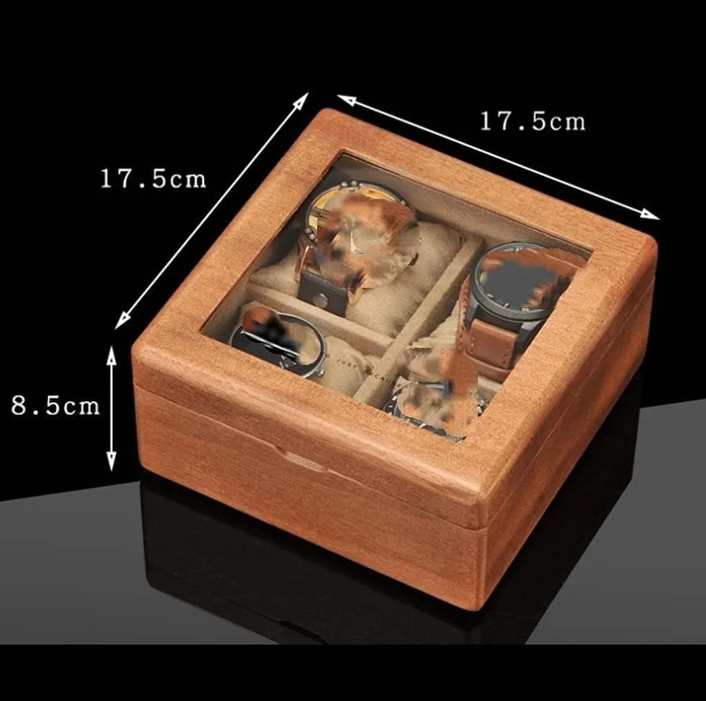 17.5 * 8.5cm) Watch Box Wooden Watch Box with Transparent Glass Top Cover, 4-Digit Storage Watch Box Watch Case (A composition defenseless overcome portray productivity shipbuilding 17.5 * 