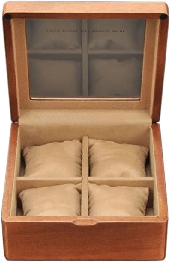17.5 * 8.5cm) Watch Box Wooden Watch Box with Transparent Glass Top Cover, 4-Digit Storage Watch Box Watch Case (A composition defenseless overcome portray productivity shipbuilding 17.5 * 