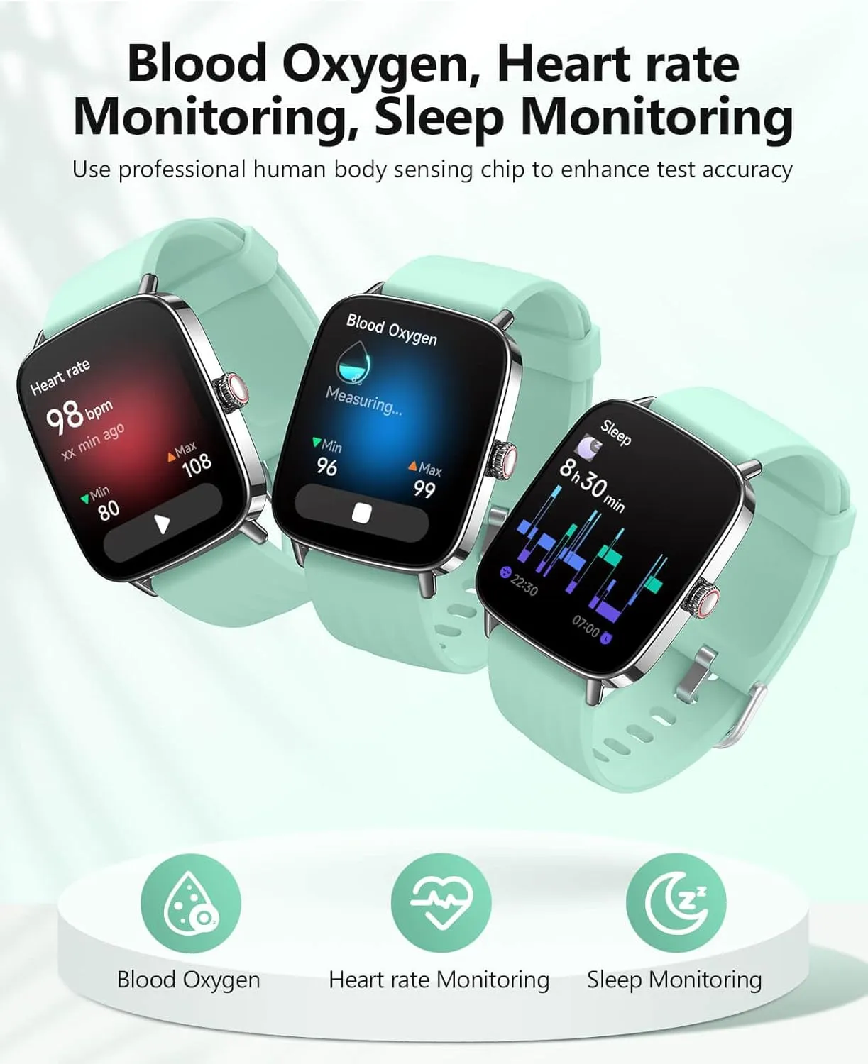 1.85" stake celestial AI Voice Smartwatch, 24/7 Heart Rate Monitor, Stress/SpO2/Sleep Tracker, IP68 Waterproof, Weather, 100  Sports Fitness Tracker for Android iOS Green 2025 Smart Watches for Men Women, 