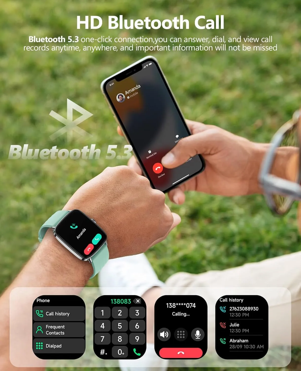 1.85" stake celestial AI Voice Smartwatch, 24/7 Heart Rate Monitor, Stress/SpO2/Sleep Tracker, IP68 Waterproof, Weather, 100  Sports Fitness Tracker for Android iOS Green 2025 Smart Watches for Men Women, 