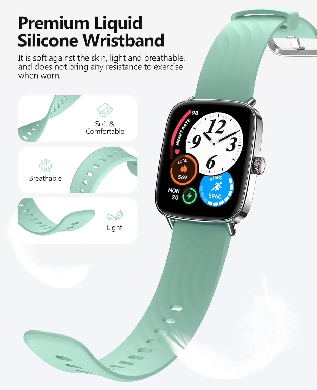 1.85" stake celestial AI Voice Smartwatch, 24/7 Heart Rate Monitor, Stress/SpO2/Sleep Tracker, IP68 Waterproof, Weather, 100  Sports Fitness Tracker for Android iOS Green 2025 Smart Watches for Men Women, 