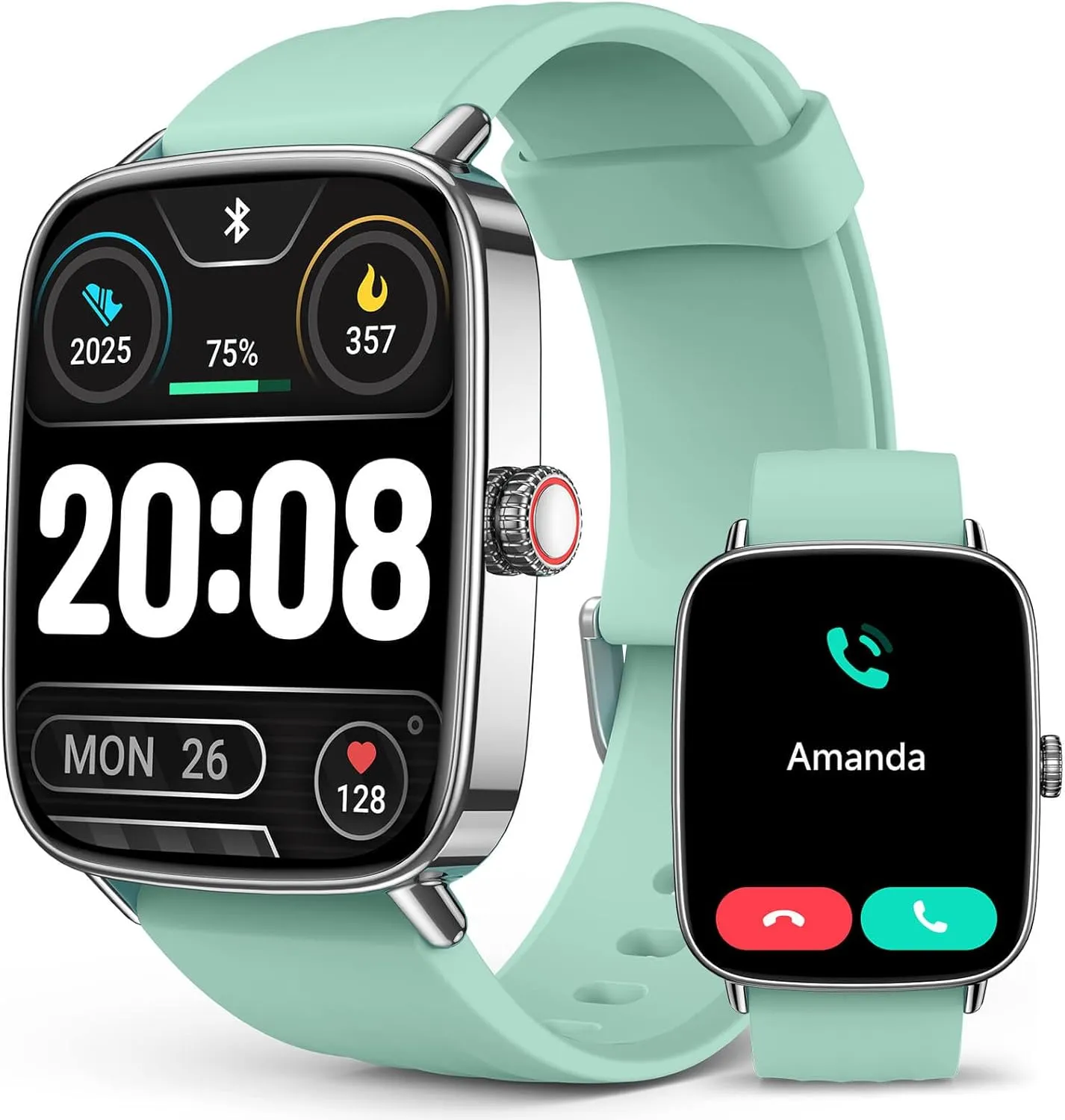 1.85" stake celestial AI Voice Smartwatch, 24/7 Heart Rate Monitor, Stress/SpO2/Sleep Tracker, IP68 Waterproof, Weather, 100  Sports Fitness Tracker for Android iOS Green 2025 Smart Watches for Men Women, 