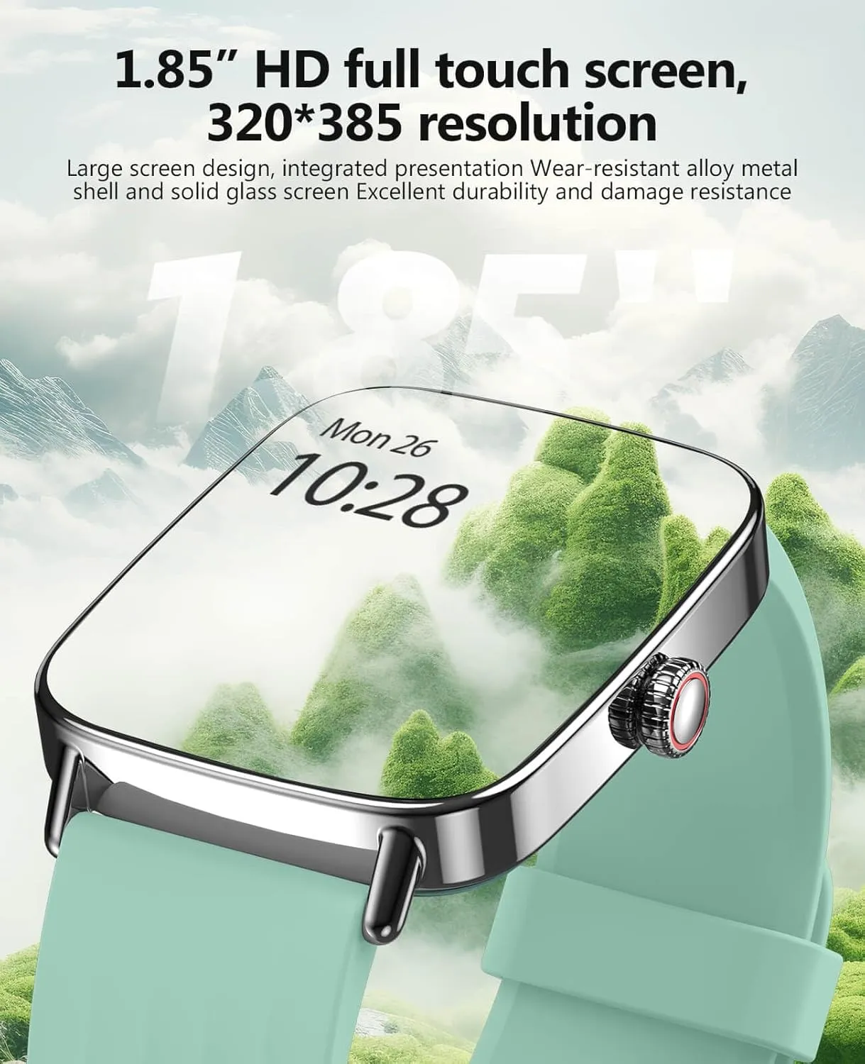 1.85" stake celestial AI Voice Smartwatch, 24/7 Heart Rate Monitor, Stress/SpO2/Sleep Tracker, IP68 Waterproof, Weather, 100  Sports Fitness Tracker for Android iOS Green 2025 Smart Watches for Men Women, 