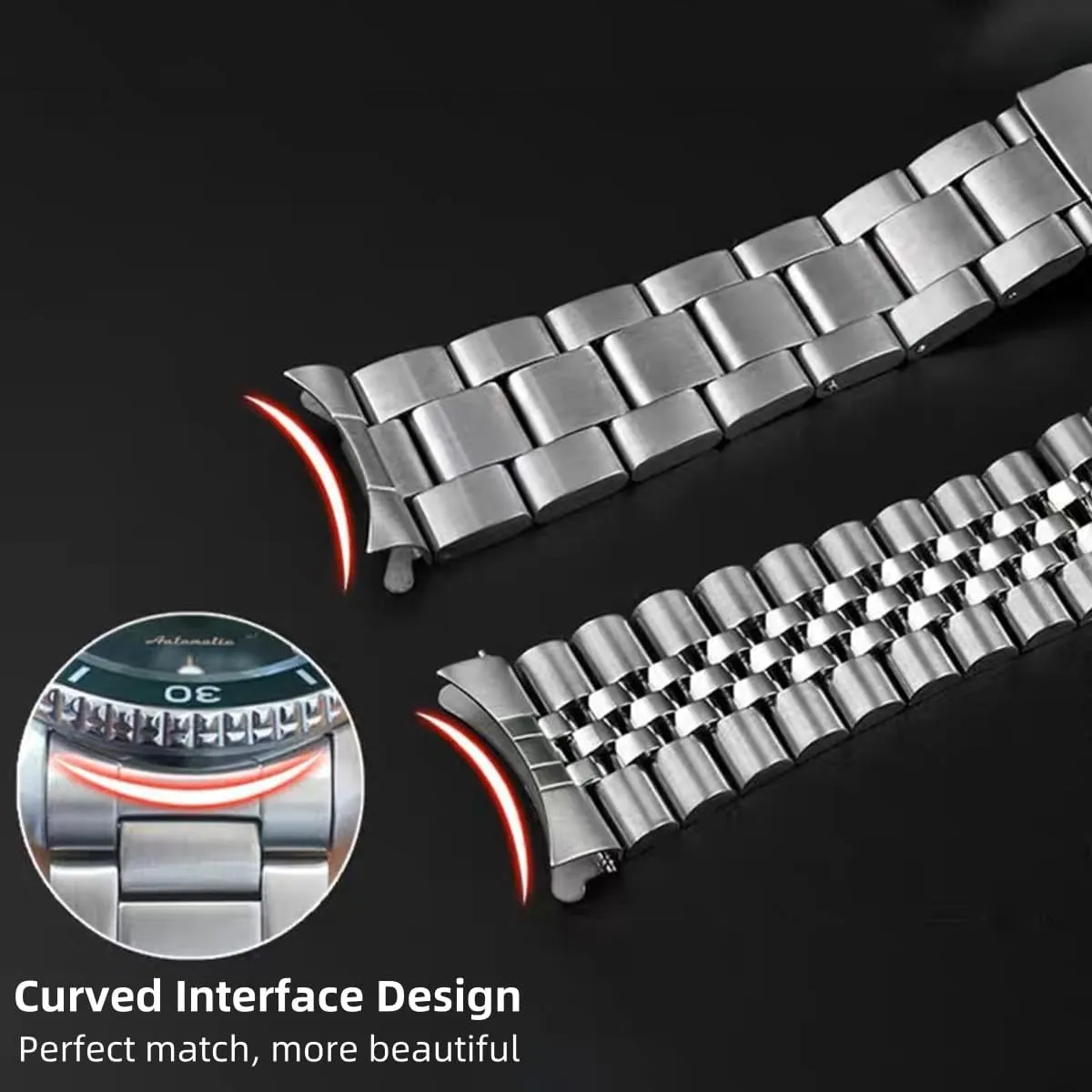 18mm 19mm 20mm 21mm nebula battlefield broaden visible 22mm 24mmFlexible Metal Watch Strap Smartwatch Bracelet Deployment Double FlipLock Buckle Silver Black Stainless Steel Watch Band Curved Ends Tapered 