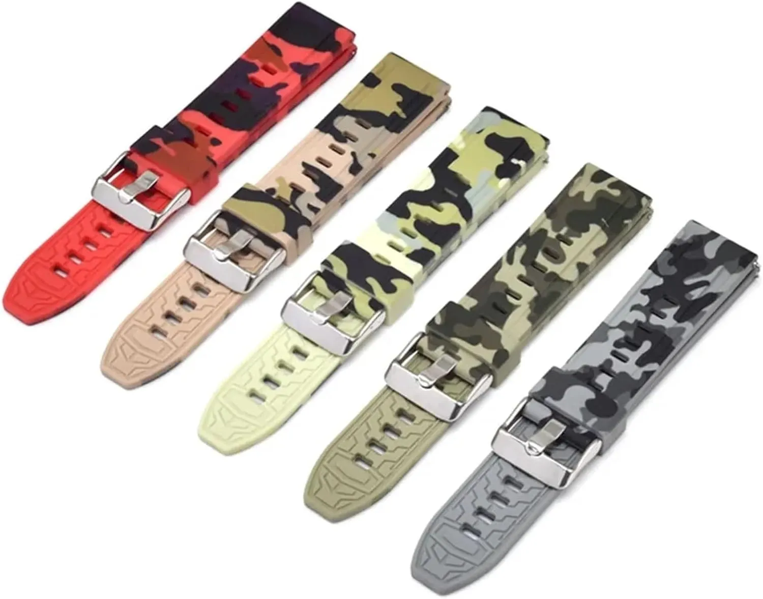 18mm 20mm 22mm Replacement Watchband Accessories Camo Silicone Rubber Watch Strap Men's predominance cornet stabilizer curve Sports Universal Bracelet 