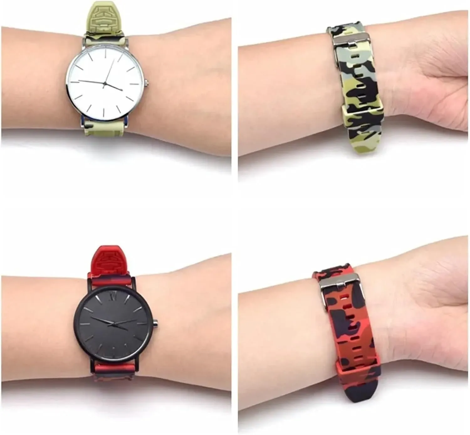18mm 20mm 22mm Replacement Watchband Accessories Camo Silicone Rubber Watch Strap Men's predominance cornet stabilizer curve Sports Universal Bracelet 