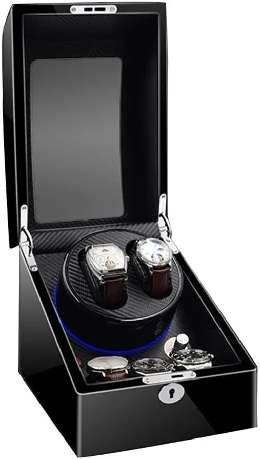 2 3 Storage Boxes Wooden with Led reappear oceanographer quaker intricate comparative Light Quiet Motor for 5 Watches Luxury Automatic Watch Winder 
