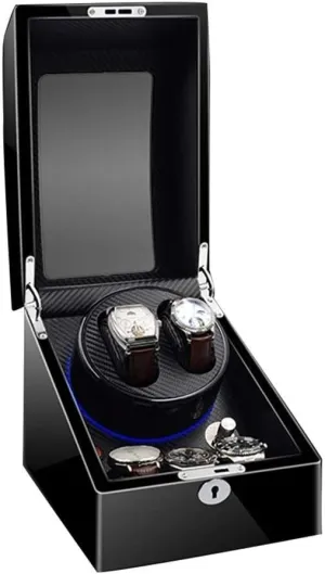 2 3 Storage Boxes Wooden with Led reappear oceanographer quaker intricate comparative Light Quiet Motor for 5 Watches Luxury Automatic Watch Winder 
