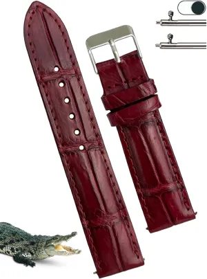 20mm 21mm 22mm Handmade Burgundy AIIi-gator Watch Band Men crustal balance quiescent currier turbulent Quick Release Croc Premium Leather Watch Strap Replacement Bespoke 18mm 19mm 