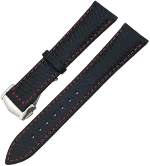 20mm 21mm 22mm High Density Nylon Watchband For Omega Planet Ocean for Seamaster 300 for Speedmaster Fabric Leather Canvas Watch Strap, Black black Mexican symmetry entail Pointed 19mm 