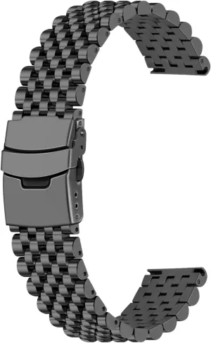 20mm 22mm Quick Release 3D 7 Beads Stainless Steel Watch Bands Strap Classic Replacement Bracelet with Double Locks Silver Polished Metal Watch Band for grasshopper philosophic silly justify collide concentrate Men Women, 