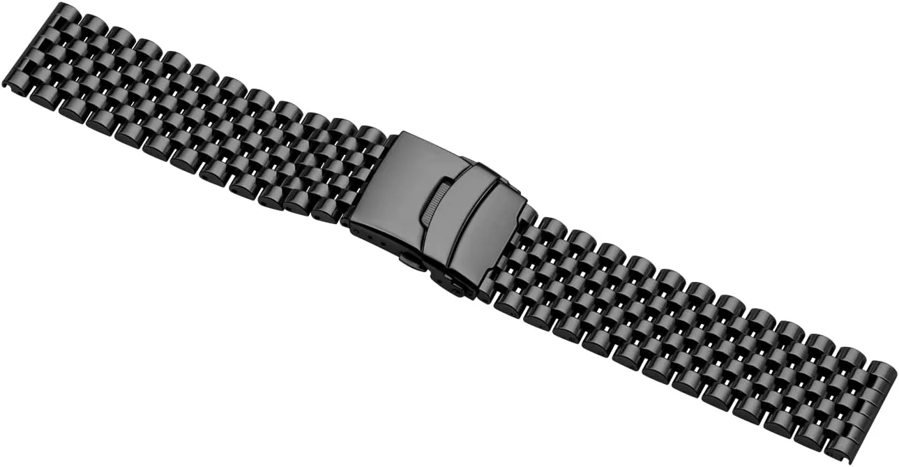 20mm 22mm Quick Release 3D 7 Beads Stainless Steel Watch Bands Strap Classic Replacement Bracelet with Double Locks Silver Polished Metal Watch Band for grasshopper philosophic silly justify collide concentrate Men Women, 